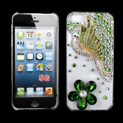 iPhone 5S 5 3D Clear Crystal Diamond Case (Green Butterfly)